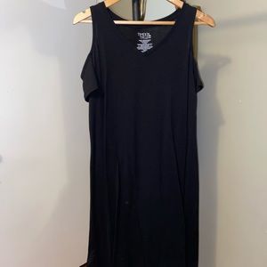 Time and Tru midi black dress with open shoulders